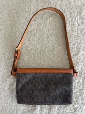 MICHAEL KORS Brown Logo Waist or Shoulder Bag with Tan Strap